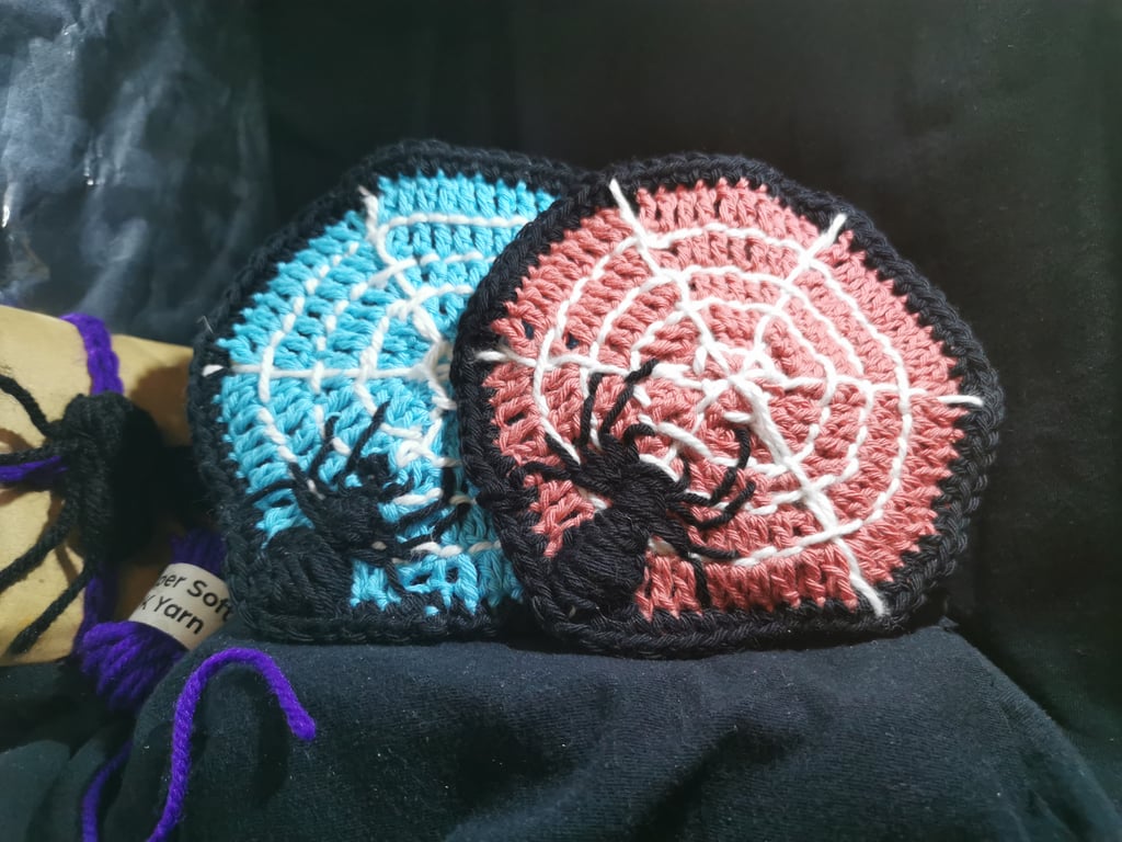 Halloween Coasters - Spider on web. Set of 2. Free next day delivery