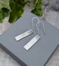 Sterling Silver Long Rectangle Earrings with Ribbon Pattern - JBJ1101