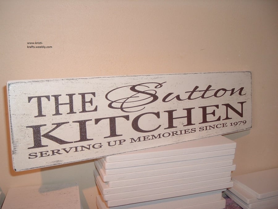 shabby chic personalised kitchen plaque large