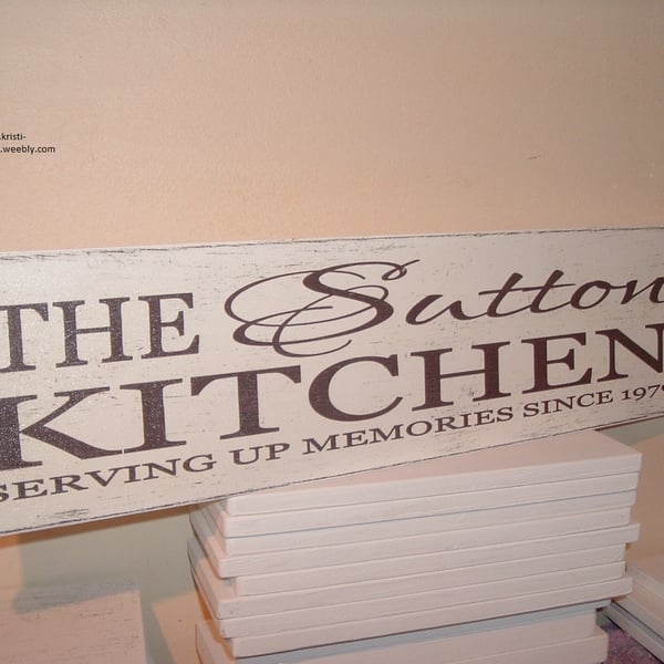 shabby chic personalised kitchen plaque large
