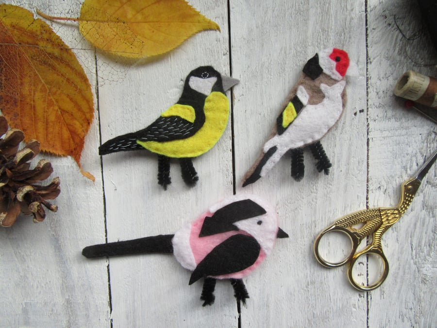 Bird fridge magnets, felt magnets, bird watchers gift, kitchen decor