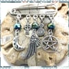  SALE Spiritual pin - One of a Kind with angel wing, Wicca charms