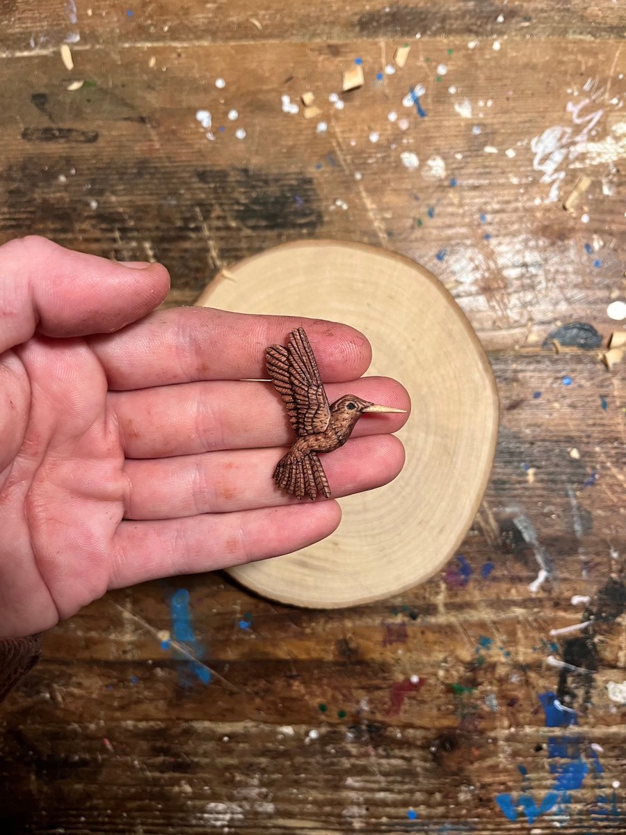 Hand Carved Hummingbird Pendant