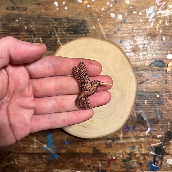 Hand Carved Hummingbird Pendant