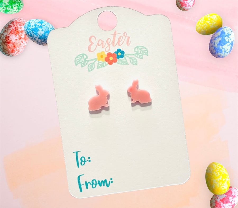 Easter bunny stud earrings, easter gift for girls 