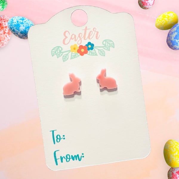 Easter bunny stud earrings, easter gift for girls 