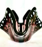 Handmade Plum Fused Glass Butterfly Handkerchief Candle Holder - Image 3