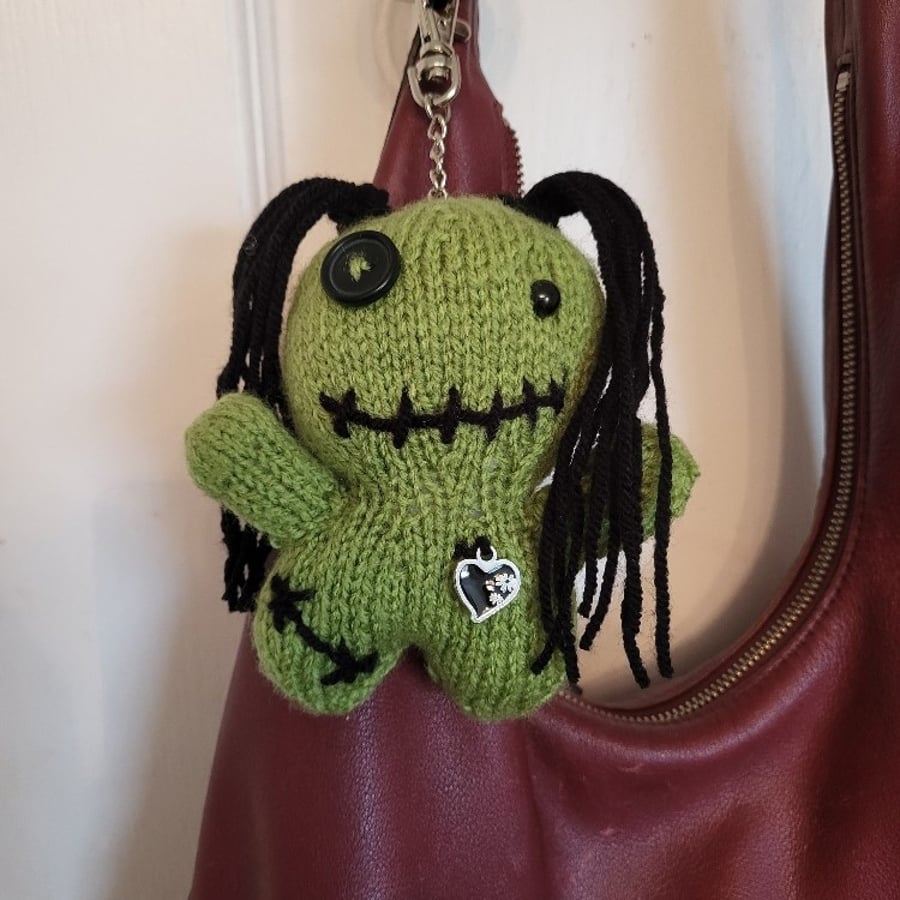 Voodoo Doll bag charm keyring - hand knitted and super cute!!!