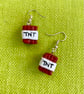 Minecraft TNT dynamite explosive gamer polymer clay dangly earrings - Image 1