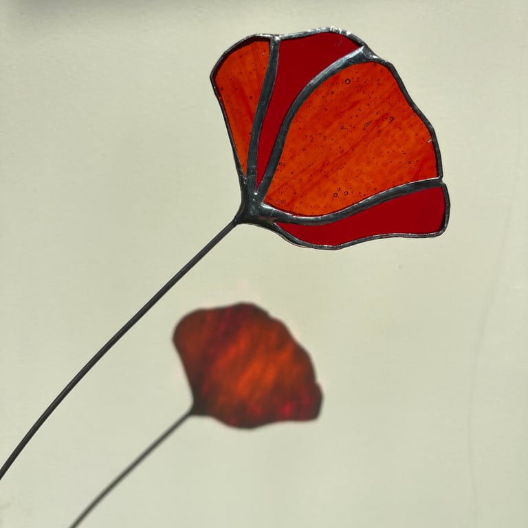 Stained glass poppy, August birth flower