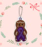 Fibromyalgia awareness ribbon Gingerbread person Embroidered keyring