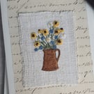 Hand embroidered blank greetings card