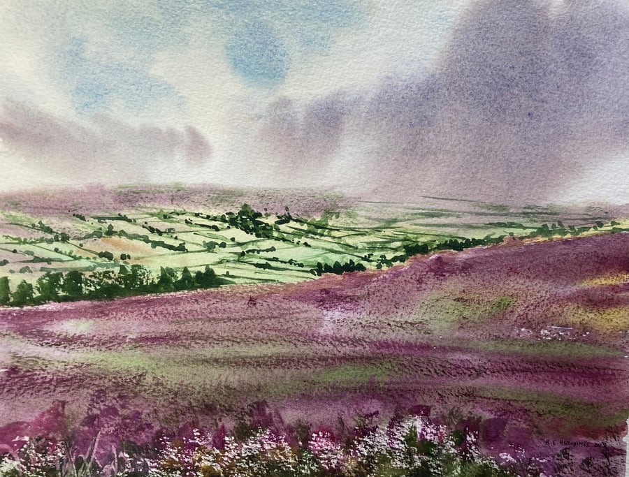 Westerdale summer 2019 (Original watercolour painting) FULLY MOUNTED 14”x11”