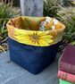 Vintage Cromer cotton and denim reversible storage basket plant pot