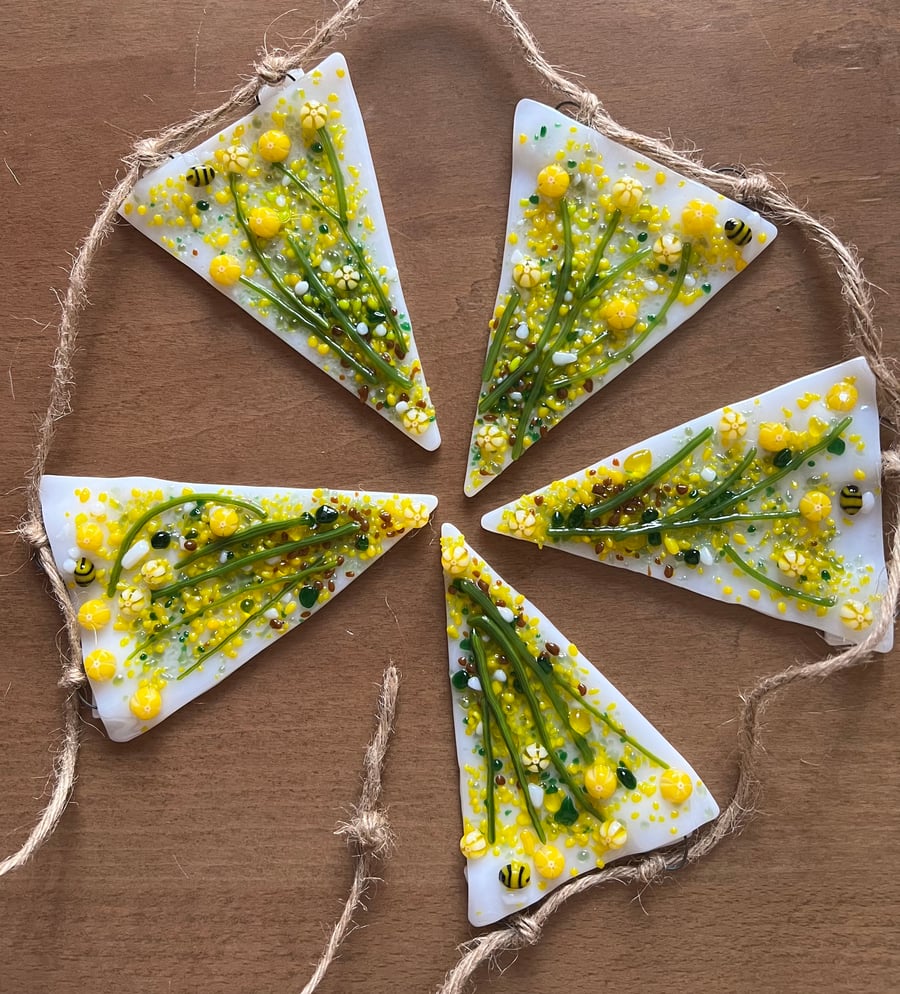 Fused glass spring bunting