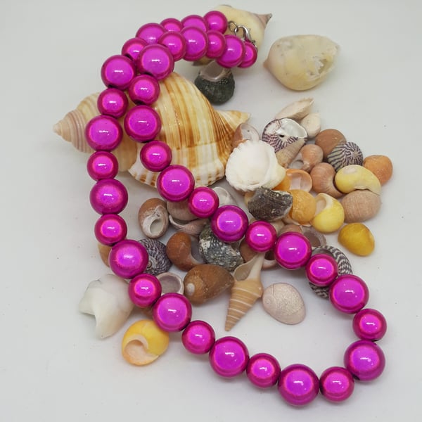 NL14 - Pink miracle bead necklace 16"