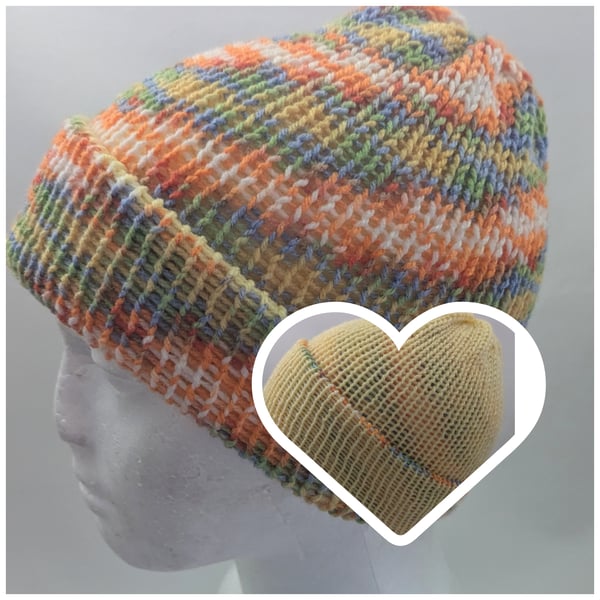 Reversible Knitted Beanie 2 in 1