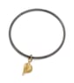 Luz by Fedha - oxidised sterling silver bangle with leaf pendant in vermeil    - Image 1
