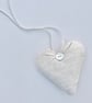 WHITE LINEN HEART DECORATION - lavender or wool filled - Image 4