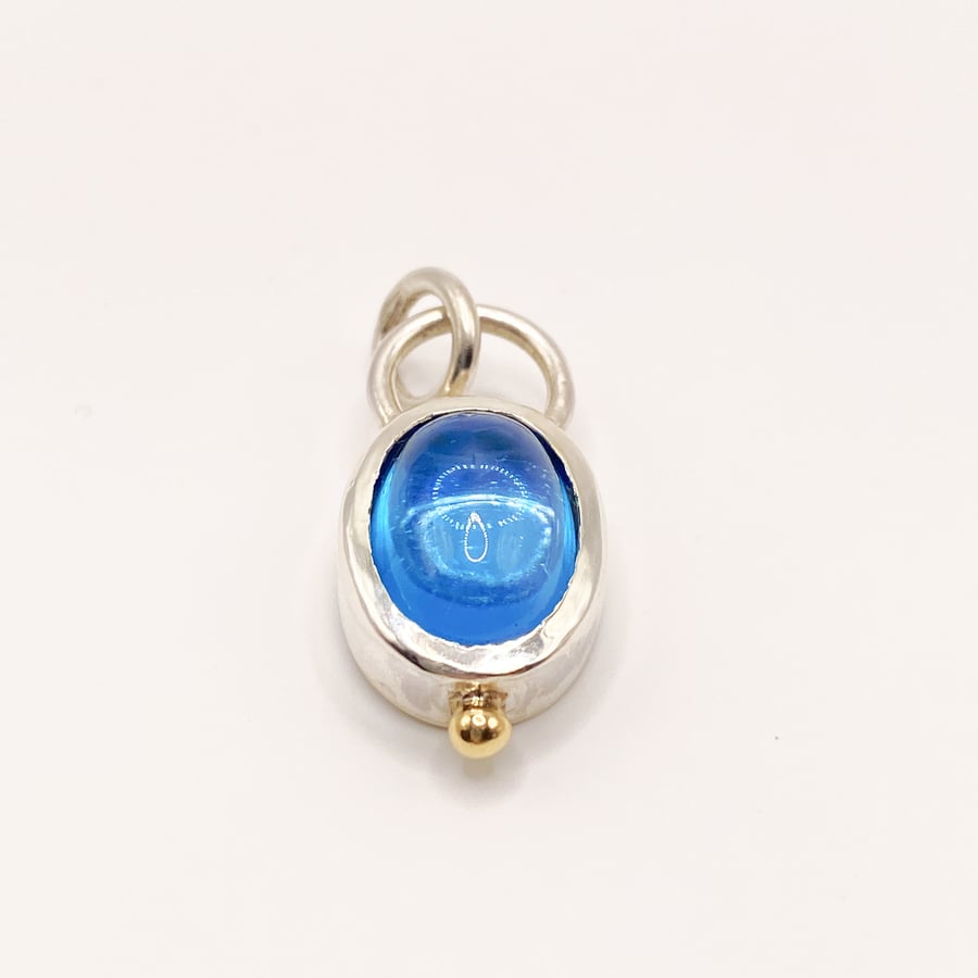 Swiss Blue Topaz Silver and Gold Pendant 