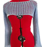  Mesh Crochet Crop Top, Sexy Cotton Shrug, Blue Netting Shrug with Long Sleeves - Image 4