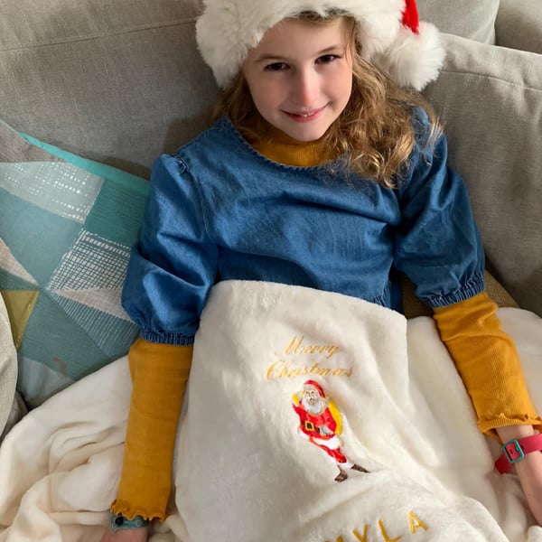 Personalised Christmas fleece blanket throw