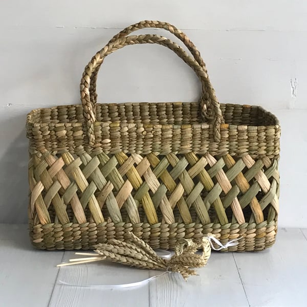 Handwoven Rush Basket or Handbag - Made in Cornwall from Somerset Rush 689