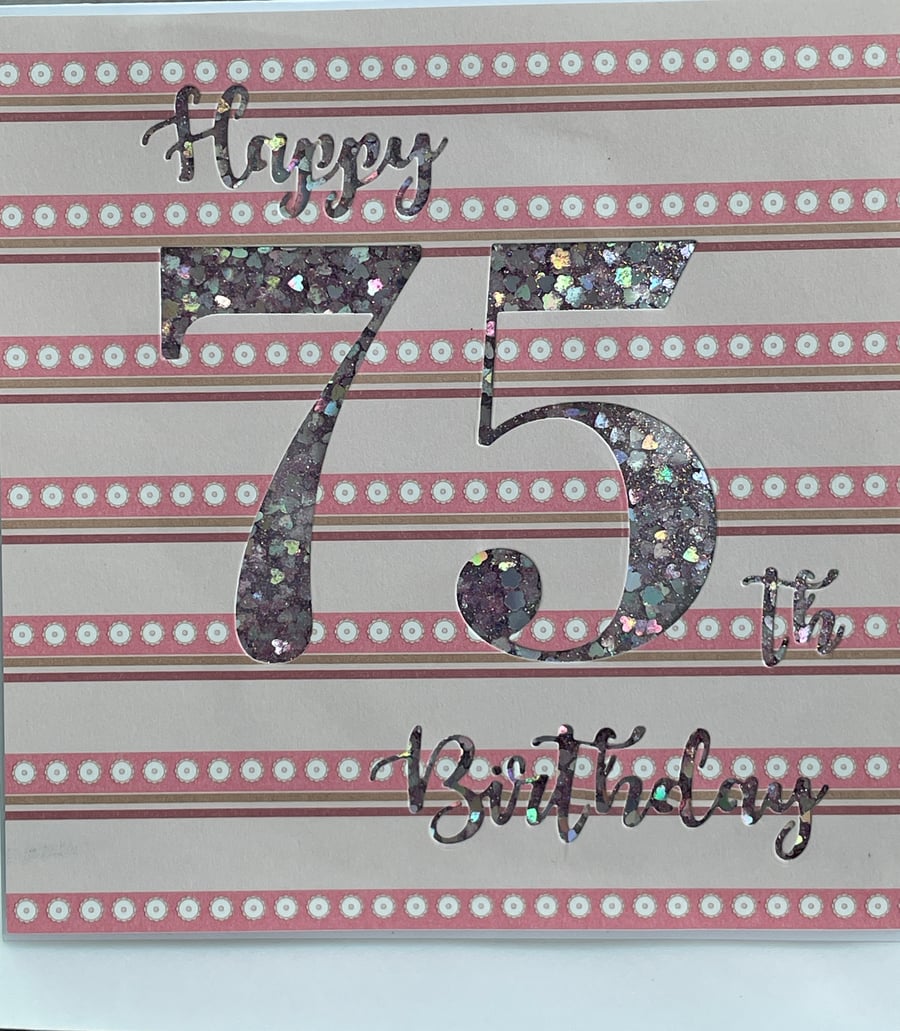 Luxury Happy 75th birthday shaker card