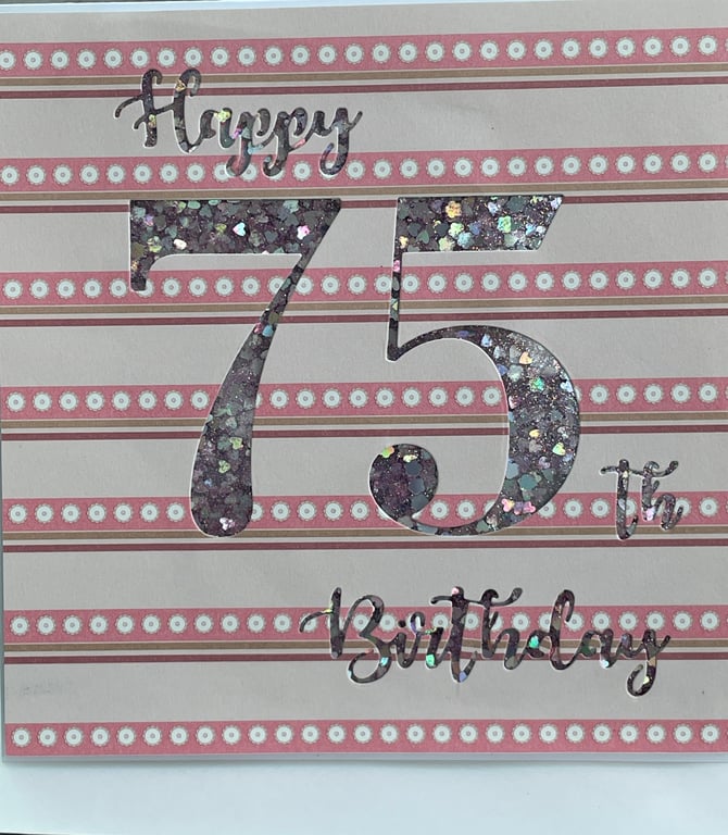 Luxury Happy 75th birthday shaker card