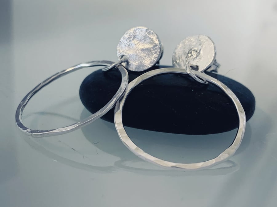 Sterling silver Stud and Hoop Earrings, Handmade Urban Jewellery, WEDDING