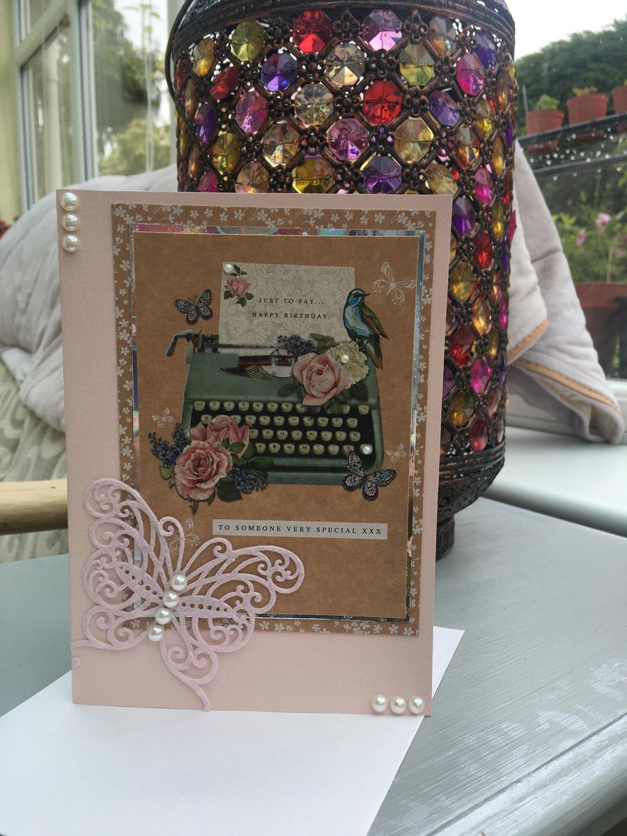 Pretty typewriter birthday greeting