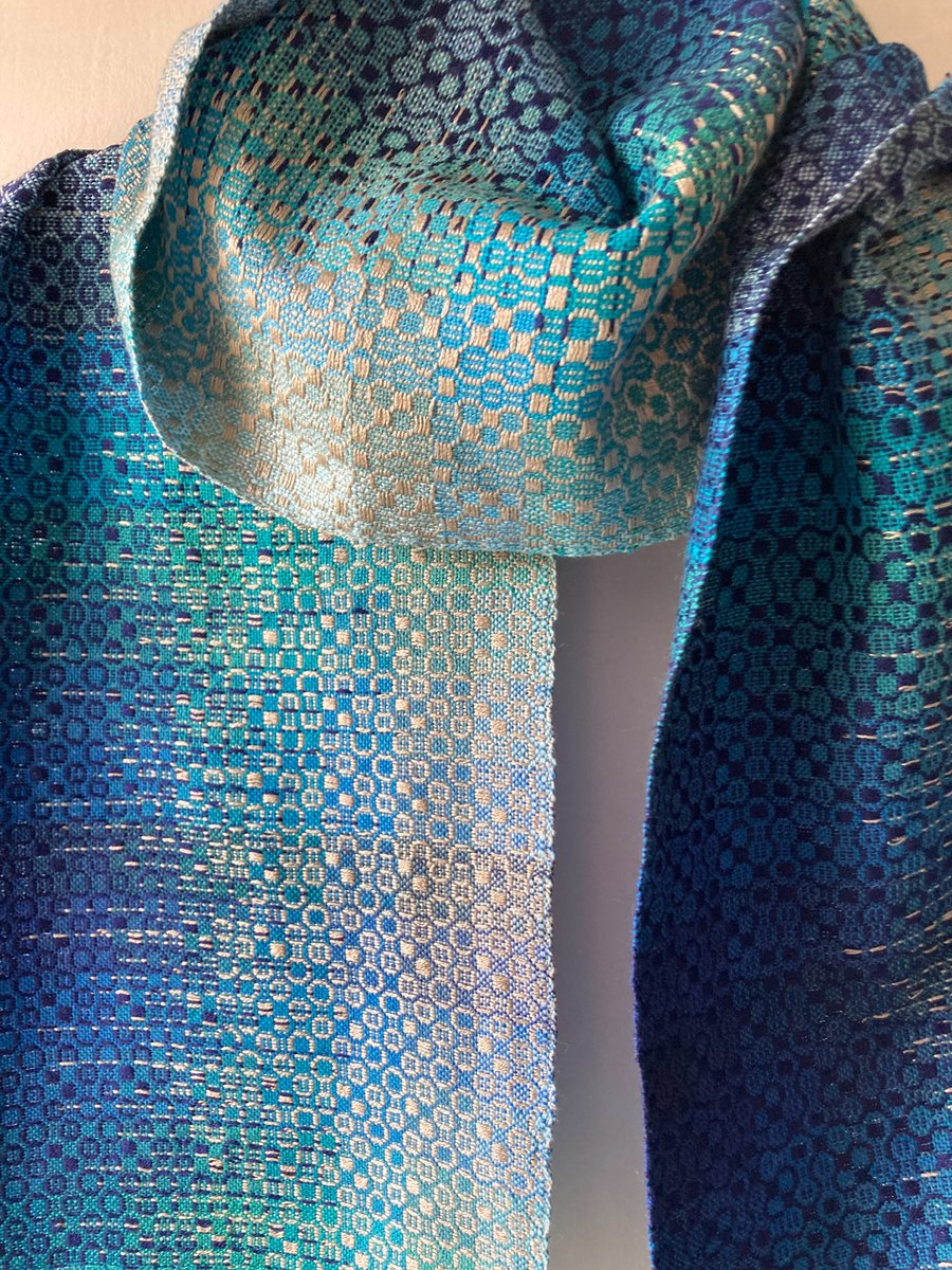 Ocean Rain Handwoven Silk and  Cotton Scarf