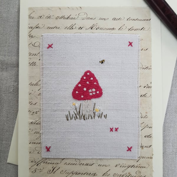 Hand Embroidered Blank Greetings card