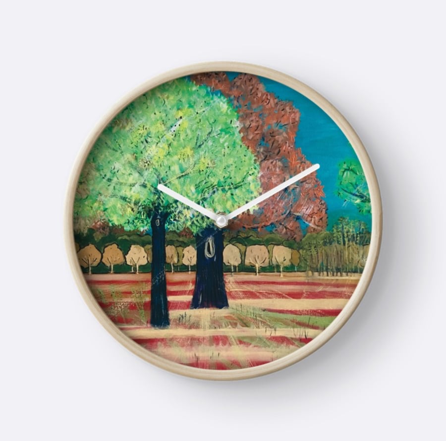 Beautiful Wall Clock Featuring The Painting ‘Indian Summer’