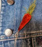 Carrot Brooch in Plush Rusty Orange Velvet - Image 1
