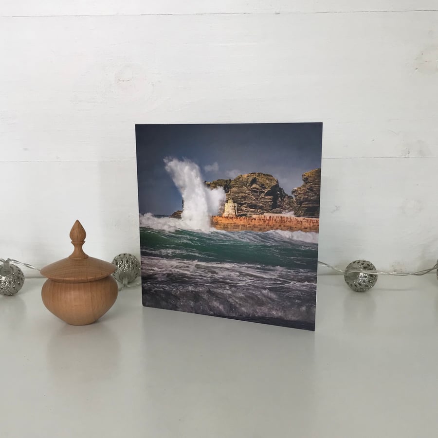 Photographic Greetings Card - Blank Greetings Card - Portreath Harbour Cornwall
