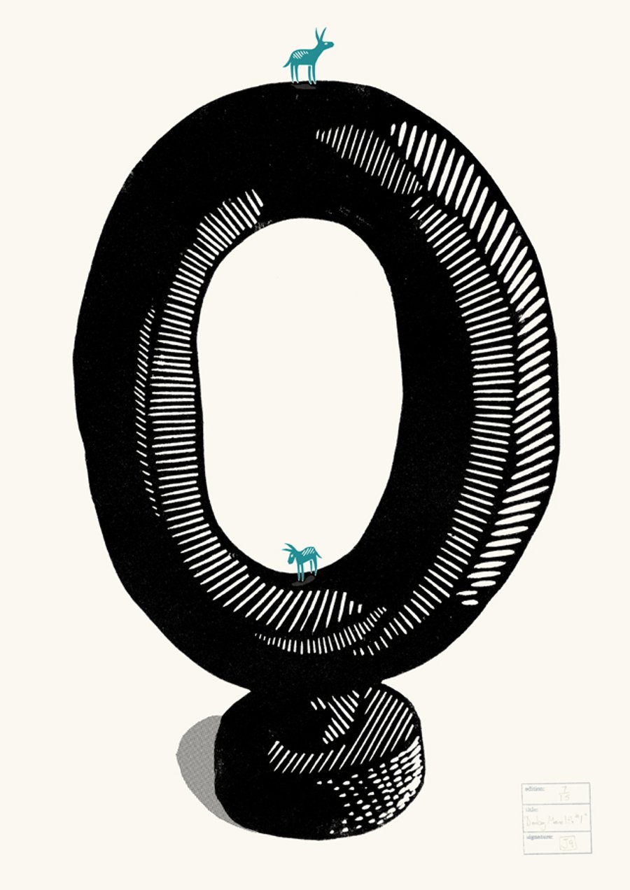 Donkey Monolith No.1 A2 two-colour linocut screen-print