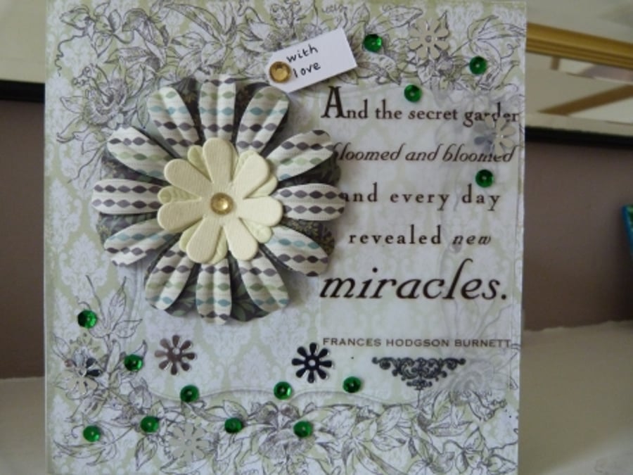 Green Flower Birthday card