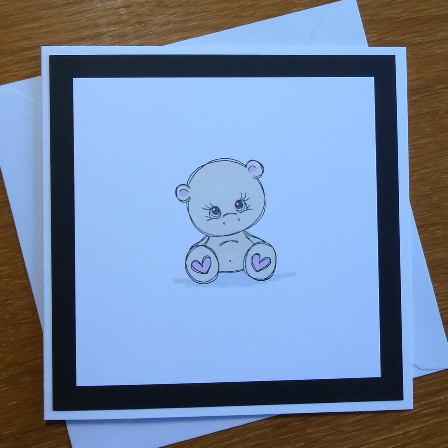 Little Bear With Hearts Blank Card