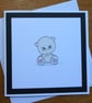 Little Bear With Hearts Blank Card