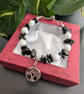 Handmade Tree of Life Gemstone Bracelet – Black Obsidian & White Agate - Image 1
