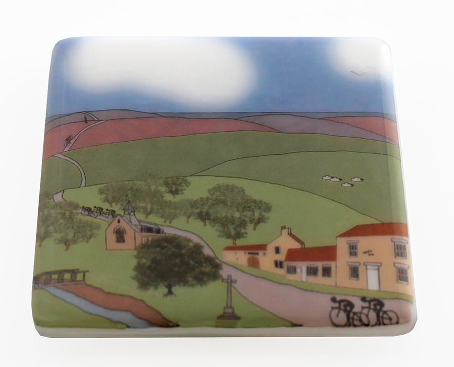 Hutton-le-Hole Yorkshire Moors glass coaster Tour de Yorkshire 2016