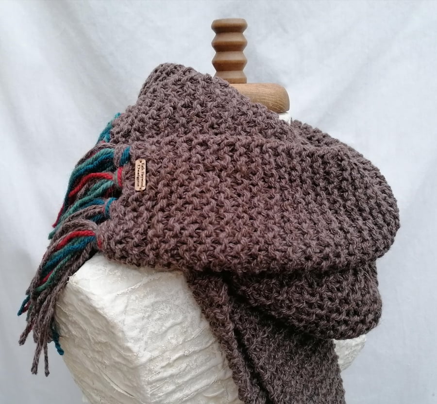 Men's Chunky Knit Brown Scarf
