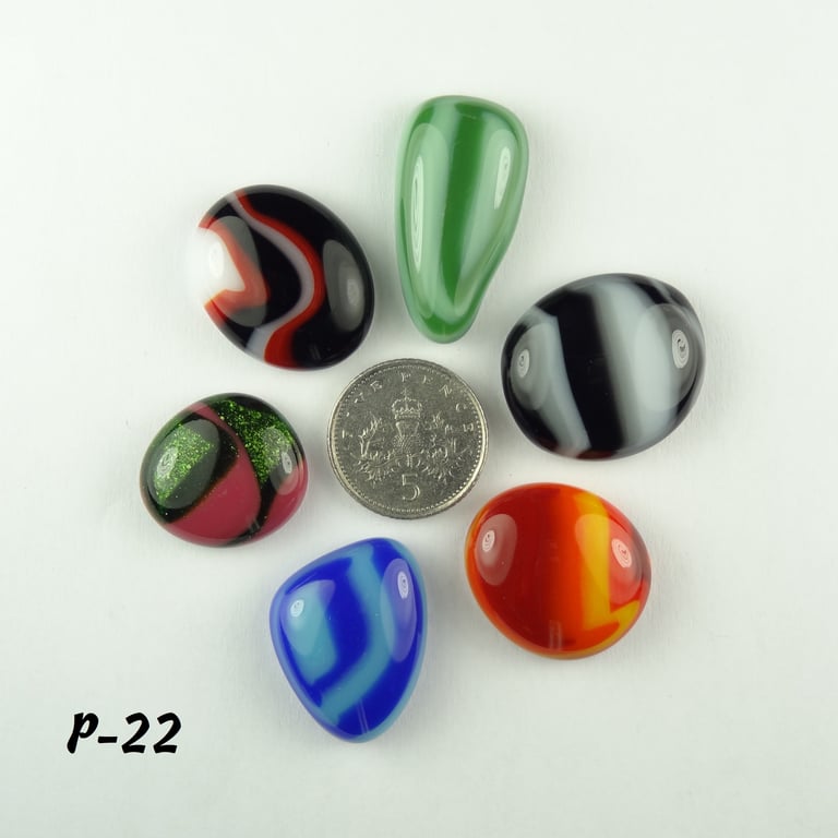 Fused glass cabochons flat backed perfect for jewellery making (P-22)