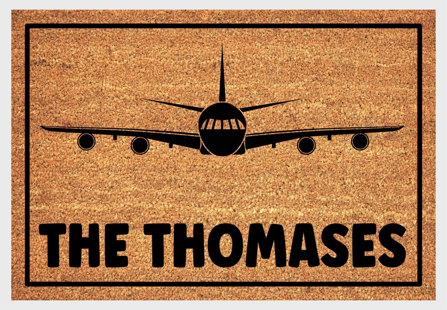 Airplane Door Mat - Personalised Airplane Welcome Mat - 3 Sizes