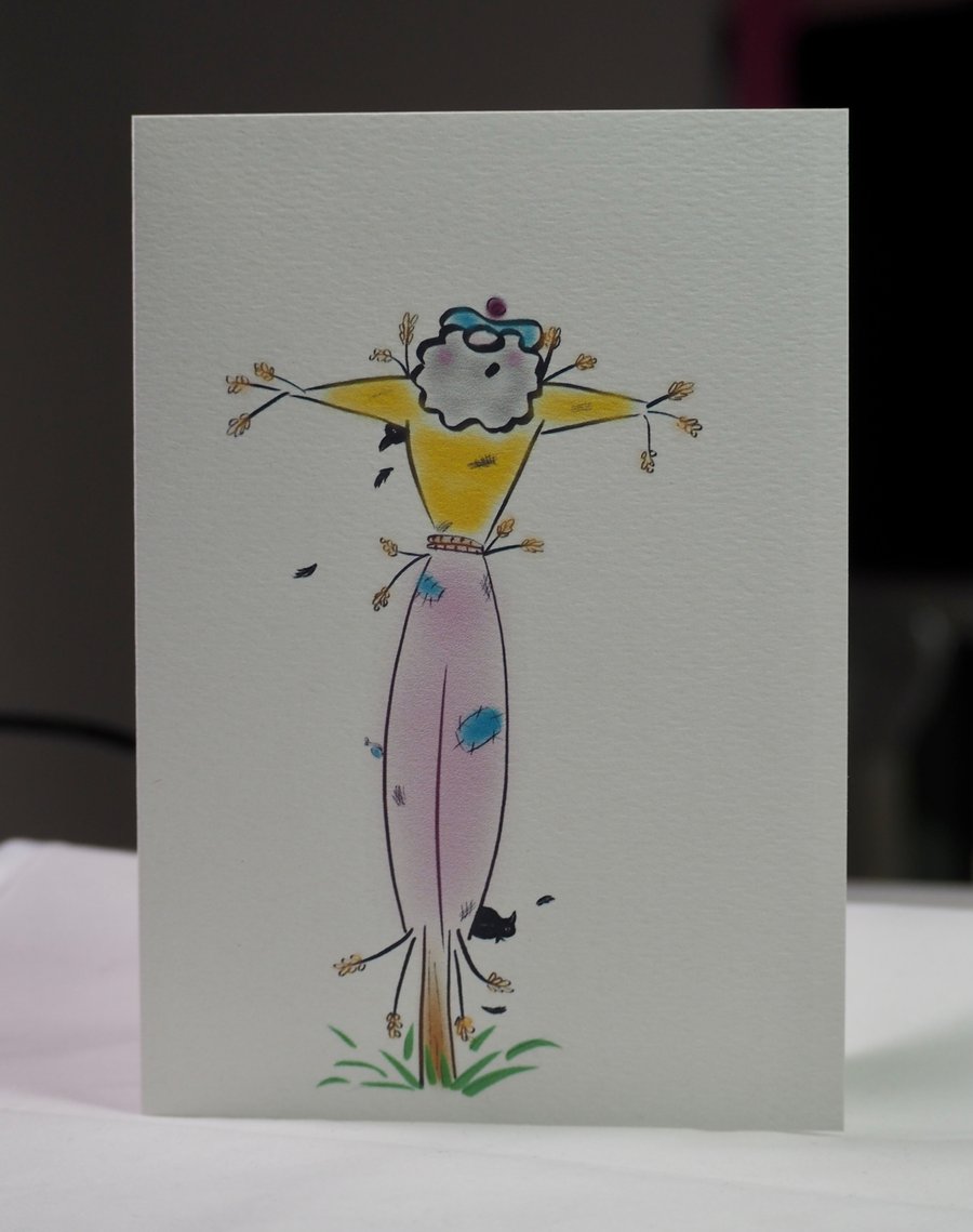A Colourful Scarecrow, Handdrawn Blank Card 