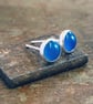 Sterling Silver Blue Agate STUD Earrings, Handmade Urban Jewellery