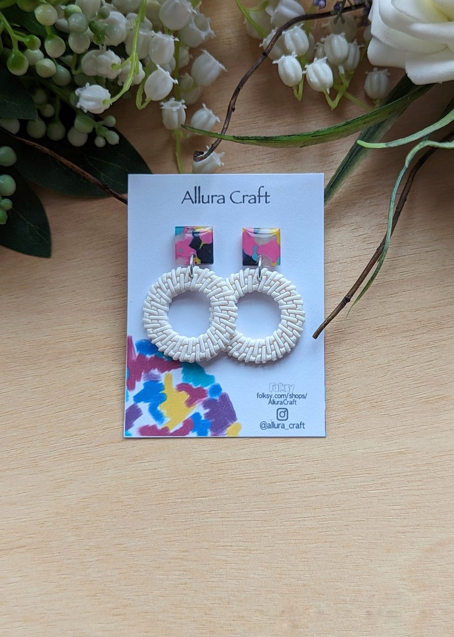 Rattan and Acrylic Earrings 