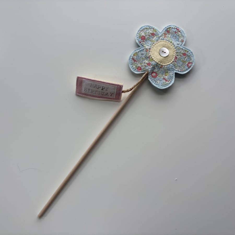 Happy Birthday Fabric  Flower