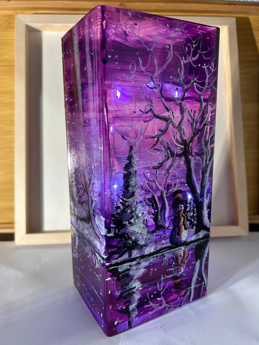 A hand painted and fired glass vase by Andrew Jenkins 